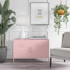 Cache Bashful Pink 2-Door Metal Locker Accent Cabinet by Novogratz -Elama Sales Store bashful pink novogratz accent cabinets 4012928com 31 1000