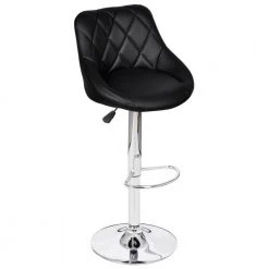 41.5 in. Black Iron Frame Adjustable Cushioned Bar Stool with Faux Leather seat (Set of 2) by Cubilan -Elama Sales Store black cubilan bar stools 325702 4f 1000