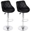 41.5 in. Black Iron Frame Adjustable Cushioned Bar Stool with Faux Leather seat (Set of 2) by Cubilan