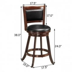 38 in. Espresso and Black Rubber Wood Frame Cushioned Bar Stool with PVC and Sponge Seat by Cubilan -Elama Sales Store black cubilan bar stools 61570894 44 1000