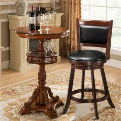 38 in. Espresso and Black Rubber Wood Frame Cushioned Bar Stool with PVC and Sponge Seat by Cubilan -Elama Sales Store black cubilan bar stools 61570894 c3 1000
