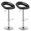 39.4 in. Black Steel Adjustable Cushioned Bar Stool with PU Leather Seat (Set of 2) by Cubilan