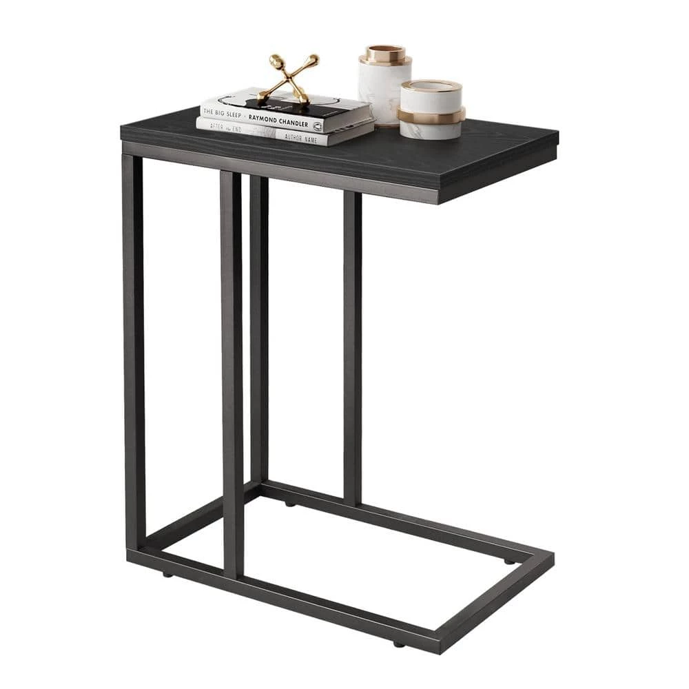 18.9 in. Black C-Shaped Wood End Table by Cubilan 1 18.9 in. Black C-Shaped Wood End Table by Cubilan