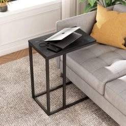 18.9 in. Black C-Shaped Wood End Table by Cubilan 10 18.9 in. Black C-Shaped Wood End Table by Cubilan -Elama Sales Store black cubilan c tables b07d6n8t6y c3 1000
