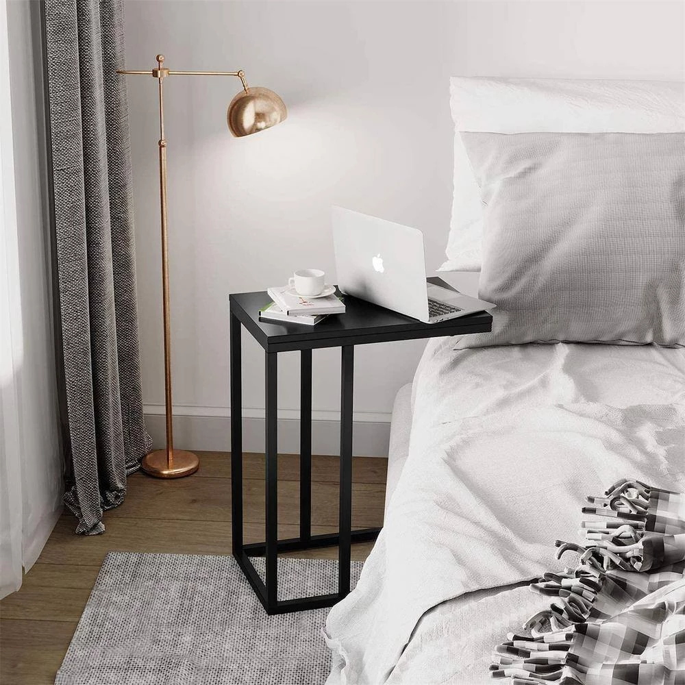 18.9 in. Black C-Shaped Wood End Table by Cubilan 2 18.9 in. Black C-Shaped Wood End Table by Cubilan - Image 2