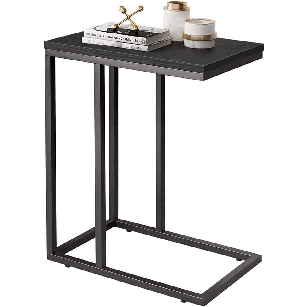 18.9 in. Black C-Shaped Wood End Table by Cubilan 6 18.9 in. Black C-Shaped Wood End Table by Cubilan - Image 6