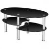 35 in. Black Oval Tempered Glass Coffee Table by Cubilan