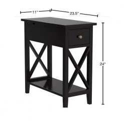23.5 in. W Black Rectangle Wood End Table with 1-Drawer by Cubilan 9 23.5 in. W Black Rectangle Wood End Table with 1-Drawer by Cubilan -Elama Sales Store black cubilan end side tables b07s1mrglc 40 1000