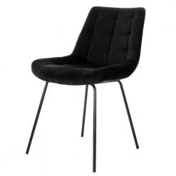 Black Tufted Side Chair with Metal Legs (Set of 2) by Elama