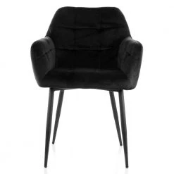 Black 2-Piece Velvet Tufted Chair with Black Metal Legs by Elama 12 Black 2-Piece Velvet Tufted Chair with Black Metal Legs by Elama -Elama Sales Store black elama accent chairs 985116690m 4f 1000