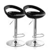 29 in. Black and Chrome Low Back Plastic Bar Stool with Adjustable Height (Set of 2) by Elama