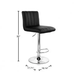 35 in Black and Chrome Medium Back Tufted Faux Leather Bar Stool with Adjustable Height (Set of 2) by Elama -Elama Sales Store black elama bar stools 985115027m 40 1000