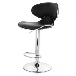 35 in Black and Chrome Curved Back Faux Leather Bar Stool with Adjustable Height (Set of 2) by Elama 5 35 in Black and Chrome Curved Back Faux Leather Bar Stool with Adjustable Height (Set of 2) by Elama -Elama Sales Store black elama bar stools 985115029m 31 1000