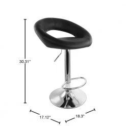 2-Piece Retro Adjustable 30.31 in. Faux Leather Bar Stool in Black with Chrome Base by Elama -Elama Sales Store black elama bar stools 985116243m 40 1000