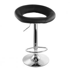 2-Piece Retro Adjustable 30.31 in. Faux Leather Bar Stool in Black with Chrome Base by Elama -Elama Sales Store black elama bar stools 985116243m 4f 1000