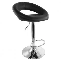 2-Piece Retro Adjustable 30.31 in. Faux Leather Bar Stool in Black with Chrome Base by Elama -Elama Sales Store black elama bar stools 985116243m c3 1000