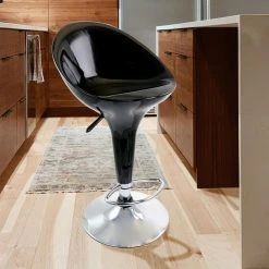 2-Piece Modern Bombo Adjustable 30.31 in. Bar Stool in Black with Chrome Base by Elama -Elama Sales Store black elama bar stools 985116247m 31 1000