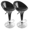 2-Piece Modern Bombo Adjustable 30.31 in. Bar Stool in Black with Chrome Base by Elama