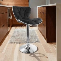 2-Piece Tufted Faux Leather Adjustable 35 in. Bar Stool in Black with Chrome Trim and Base by Elama 19 2-Piece Tufted Faux Leather Adjustable 35 in. Bar Stool in Black with Chrome Trim and Base by Elama -Elama Sales Store black elama bar stools 985116248m 31 1000