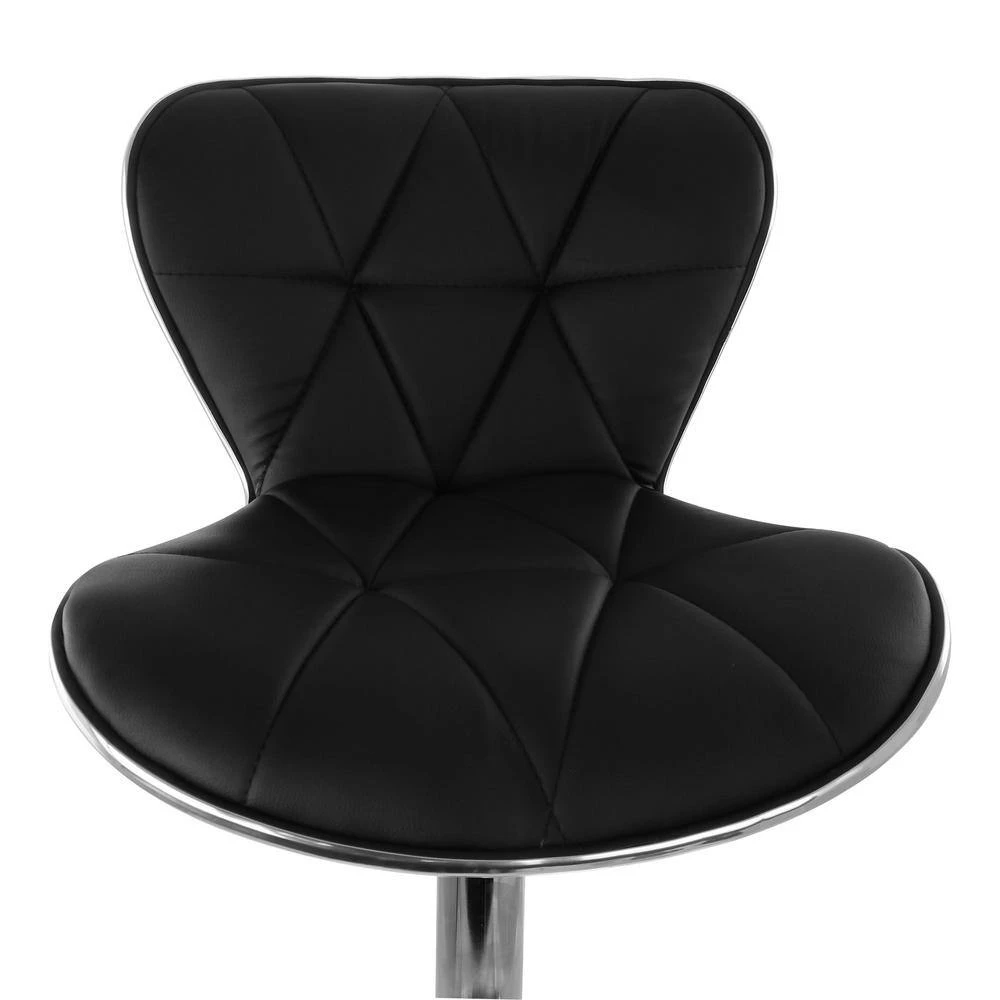 2-Piece Tufted Faux Leather Adjustable 35 in. Bar Stool in Black with Chrome Trim and Base by Elama 9 2-Piece Tufted Faux Leather Adjustable 35 in. Bar Stool in Black with Chrome Trim and Base by Elama - Image 9