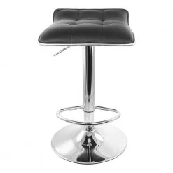 2-Piece Tufted Faux Leather Adjustable 35 in. Bar Stool with Low Back in Black with Chrome Base by Elama -Elama Sales Store black elama bar stools 985116249m 4f 1000