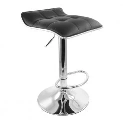 2-Piece Tufted Faux Leather Adjustable 35 in. Bar Stool with Low Back in Black with Chrome Base by Elama -Elama Sales Store black elama bar stools 985116249m c3 1000
