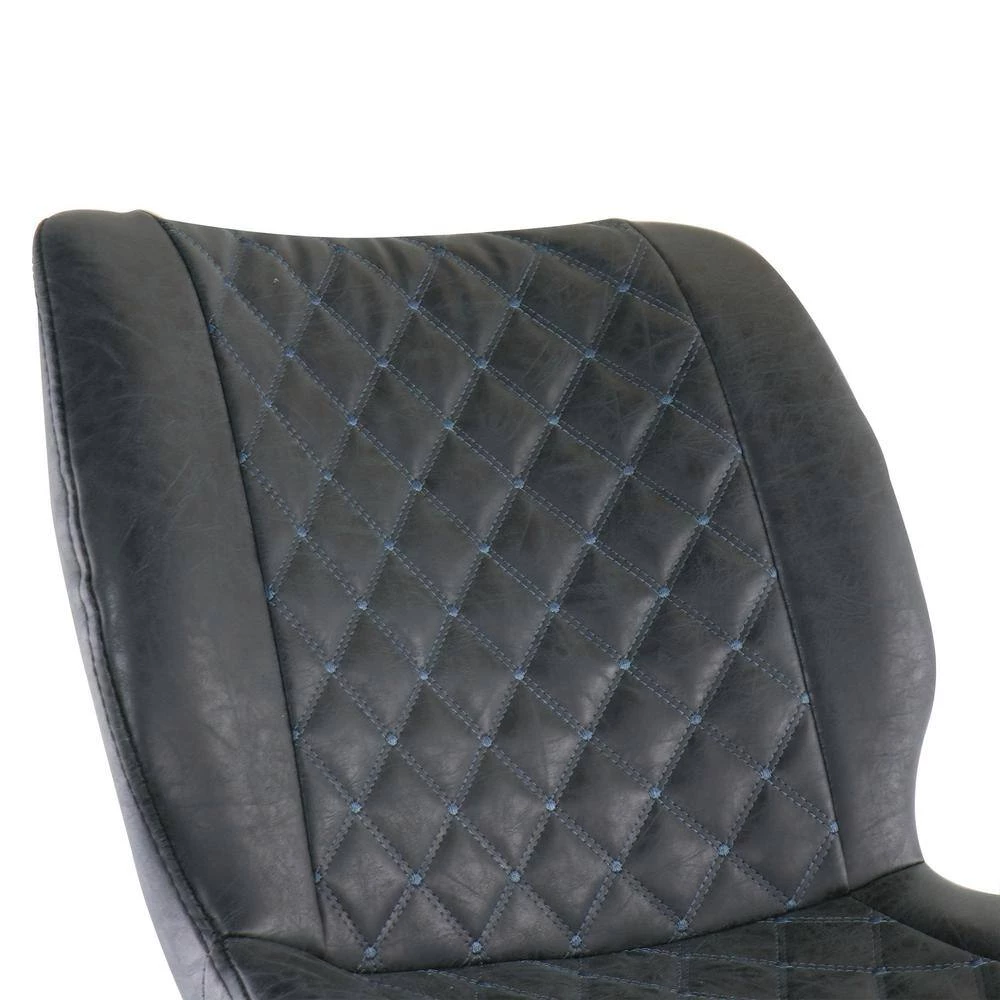 2-Piece Diamond Stitched Faux Leather 39 in. Bar Chair in Black with Metal Legs by Elama 9 2-Piece Diamond Stitched Faux Leather 39 in. Bar Chair in Black with Metal Legs by Elama - Image 9