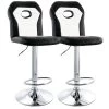 24 in. Black High Back Tufted Faux Leather Adjustable Bar Stool with Chrome Base (Set of 2) by Elama