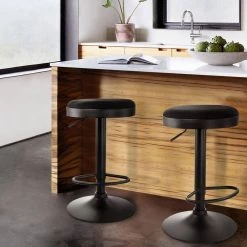 24 in. Black Tufted Faux Leather Adjustable Bar Stool with Black Base (Set of 2) by Elama 5 24 in. Black Tufted Faux Leather Adjustable Bar Stool with Black Base (Set of 2) by Elama -Elama Sales Store black elama bar stools 985116707m 31 1000