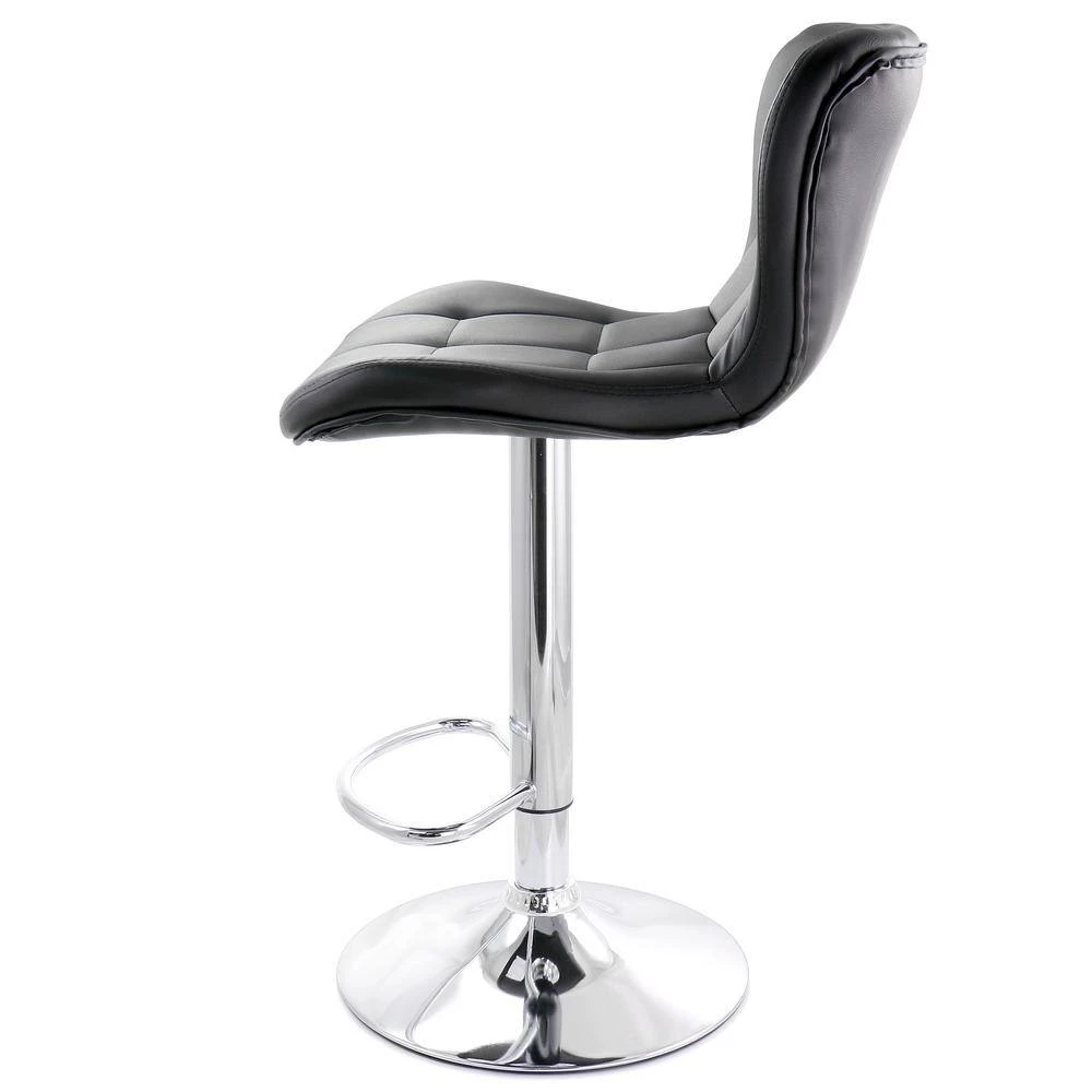 2-Piece Adjustable Faux Leather 34 in. Black High Back Metal Bar Stool with Chrome Base by Elama 5 2-Piece Adjustable Faux Leather 34 in. Black High Back Metal Bar Stool with Chrome Base by Elama - Image 5