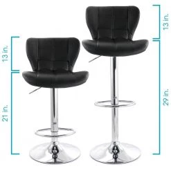 2-Piece Adjustable Faux Leather 34 in. Black High Back Metal Bar Stool with Chrome Base by Elama 18 2-Piece Adjustable Faux Leather 34 in. Black High Back Metal Bar Stool with Chrome Base by Elama -Elama Sales Store black elama bar stools 985116740m 76 1000