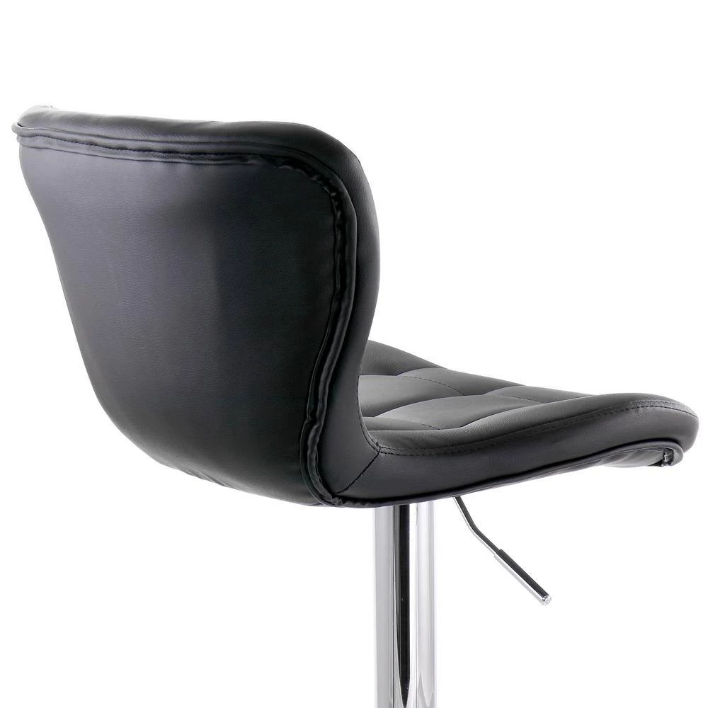 2-Piece Adjustable Faux Leather 34 in. Black High Back Metal Bar Stool with Chrome Base by Elama 8 2-Piece Adjustable Faux Leather 34 in. Black High Back Metal Bar Stool with Chrome Base by Elama - Image 8