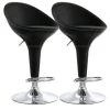 43 in. Black Low Back Tufted Faux Leather Adjustable Bar Stool with Chrome Base (Set of 2) by Elama