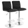 43 in. Black High Back Tufted Faux Leather Adjustable Bar Stool with Chrome Base (Set of 2) by Elama