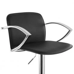 2-Piece Adjustable Faux Leather 34.25 in. Black Low Back Metal Bar Stool with Chrome Arm Rests and Base by Elama -Elama Sales Store black elama bar stools 985116748m 1f 1000