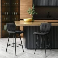 37 in. Black Faux Leather High Back Bar Stool with Black Metal Legs (Set of 2) by Elama 5 37 in. Black Faux Leather High Back Bar Stool with Black Metal Legs (Set of 2) by Elama -Elama Sales Store black elama bar stools 985116767m 31 1000