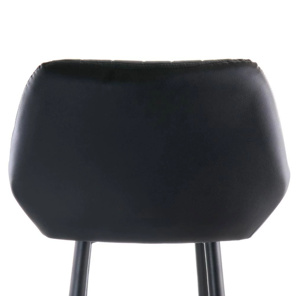 Faux Leather 35 in. Black Low Back Bar Chair with Matte Metal Legs by Elama 4 Faux Leather 35 in. Black Low Back Bar Chair with Matte Metal Legs by Elama - Image 4