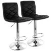 47 In. Black Faux Leather High Back Adjustable Bar Stool with Chrome Base (Set of 2) by Elama