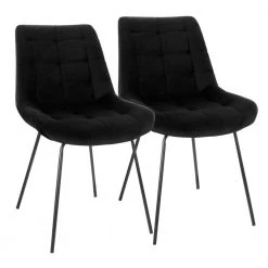32 In. Black High Back Tufted Faux Leather Bar Stool (Set of 2) by Elama