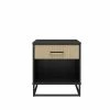 Kelly 1-Drawer Black Oak and Faux Rattan Nightstand 22.05 in. H x 19.76 in. W x 19.69 in. D by Novogratz