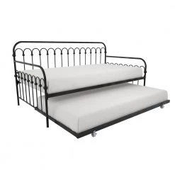 Bright Pop Black Metal Twin Daybed with Trundle by Novogratz