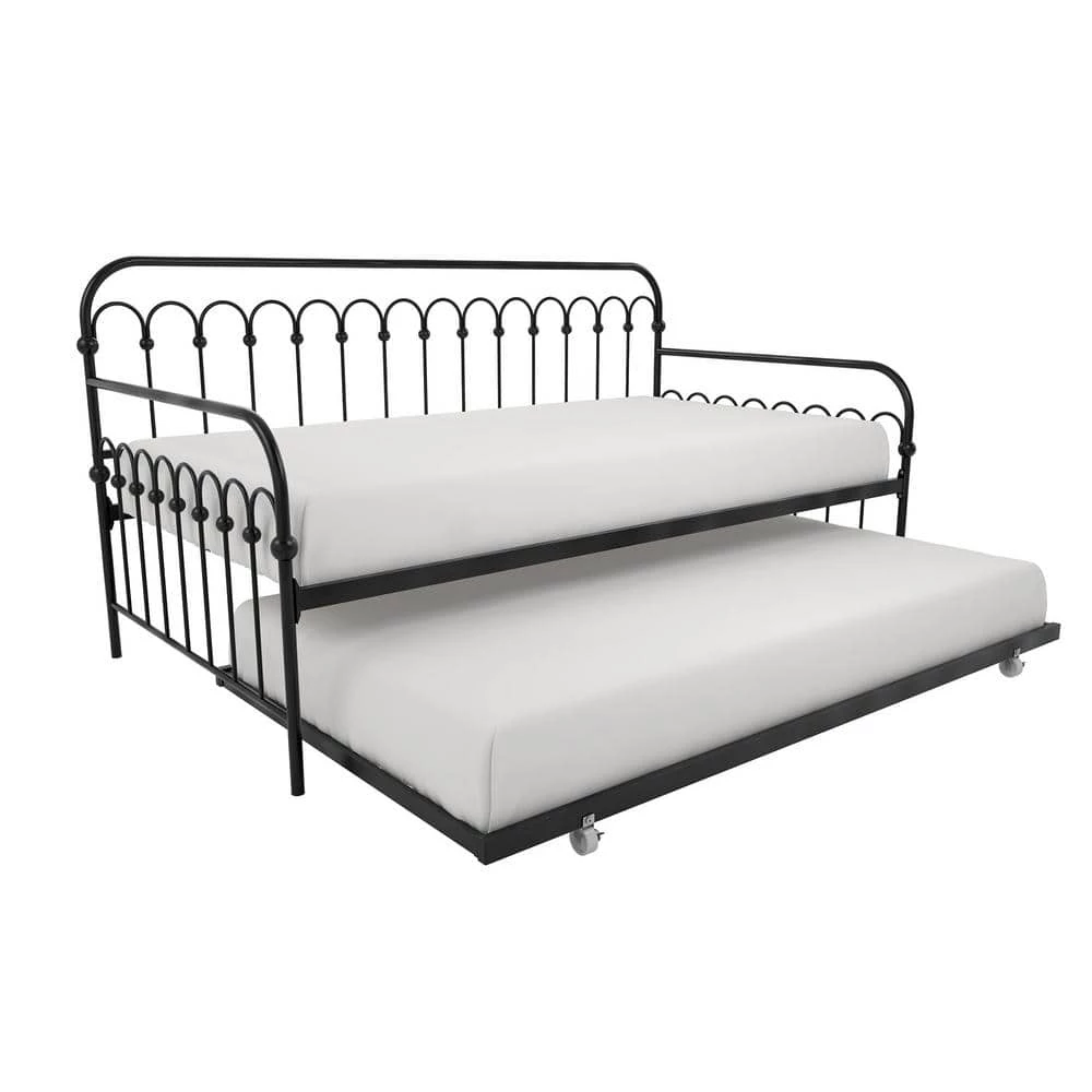 Bright Pop Black Metal Twin Daybed with Trundle by Novogratz 1 Bright Pop Black Metal Twin Daybed with Trundle by Novogratz