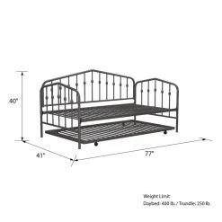 Bushwick Black Metal Twin Size Daybed and Trundle by Novogratz 16 Bushwick Black Metal Twin Size Daybed and Trundle by Novogratz -Elama Sales Store black novogratz daybeds 4374039n 1d 1000