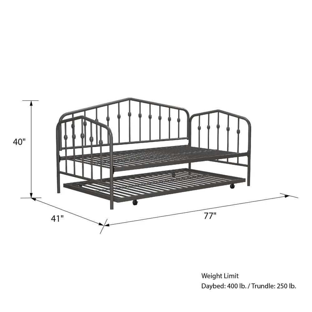 Bushwick Black Metal Twin Size Daybed and Trundle by Novogratz 5 Bushwick Black Metal Twin Size Daybed and Trundle by Novogratz - Image 5