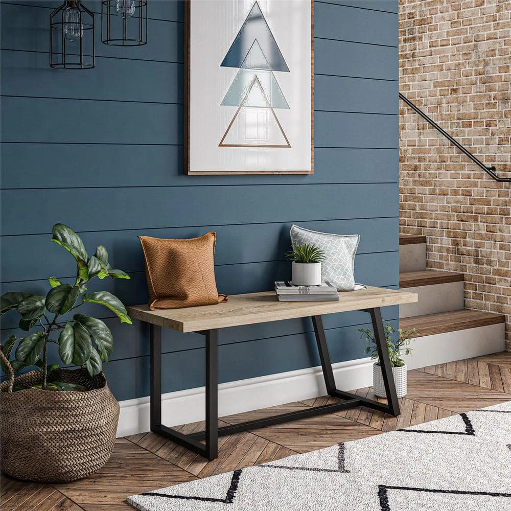 Palomino Black Asymmetrical Entryway Bench (18.2 in. H x 41.9 in W x 15.47 in D) by Novogratz 6 Palomino Black Asymmetrical Entryway Bench (18.2 in. H x 41.9 in W x 15.47 in D) by Novogratz - Image 6