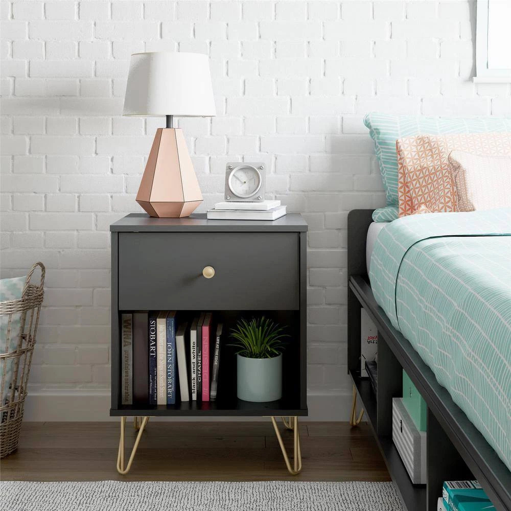 Owen 1-Drawer Black Nightstand by Novogratz 6 Owen 1-Drawer Black Nightstand by Novogratz - Image 6