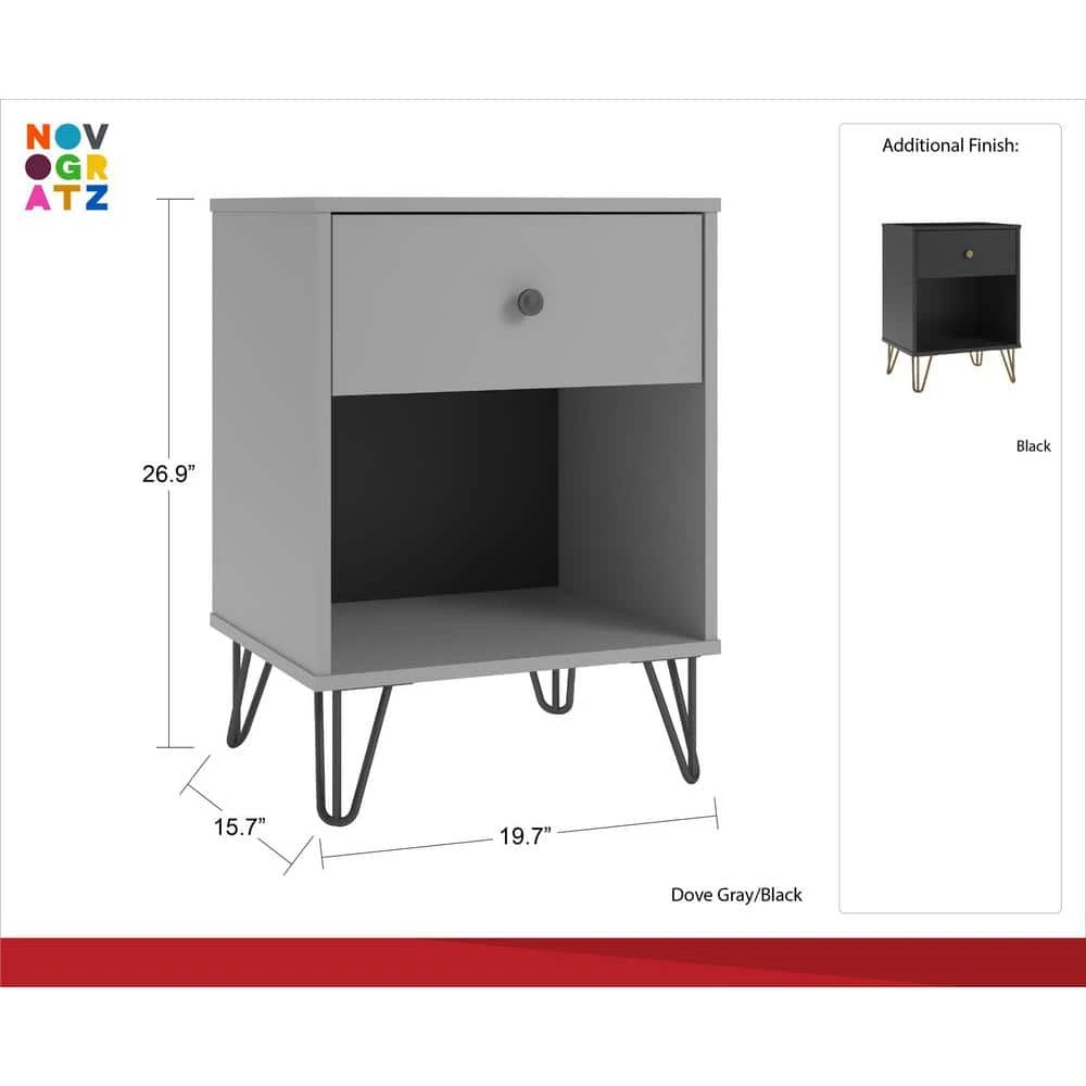 Owen 1-Drawer Black Nightstand by Novogratz 4 Owen 1-Drawer Black Nightstand by Novogratz - Image 4