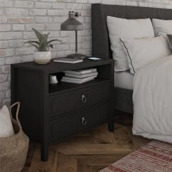 Her Majesty 2-Drawer Black Nightstand by Novogratz 15 Her Majesty 2-Drawer Black Nightstand by Novogratz -Elama Sales Store black novogratz nightstands 9407872com 31 1000