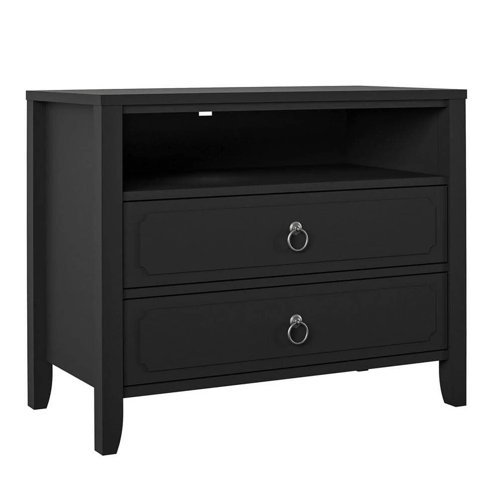 Her Majesty 2-Drawer Black Nightstand by Novogratz 2 Her Majesty 2-Drawer Black Nightstand by Novogratz - Image 2