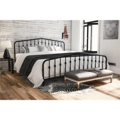 Bushwick Black King Metal Bed by Novogratz -Elama Sales Store black novogratz platform beds 4044049n 31 1000